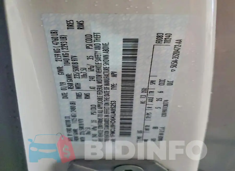 1FMCU9HD6KUA85253 Photo# 13
