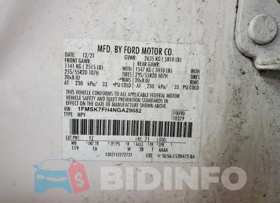 1FMSK7FH4NGA29682 Photo# 12