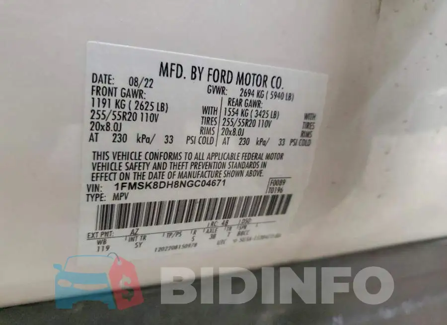 1FMSK8DH8NGC04671 Photo# 13