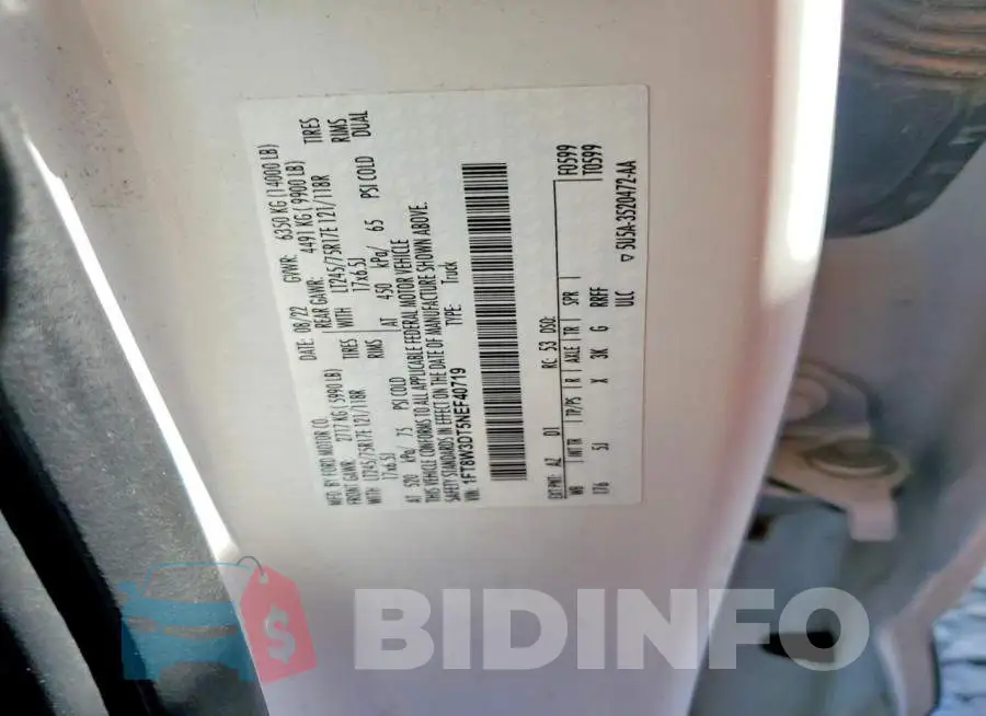 1FT8W3DT5NEF40719 Photo# 10
