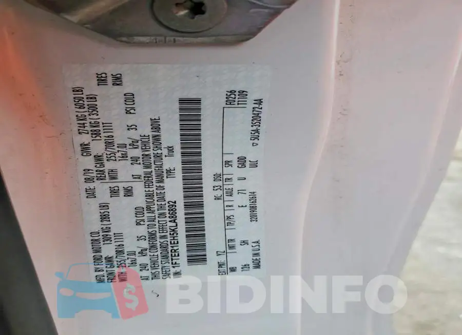 1FTER1EH5KLA86892 Photo# 12