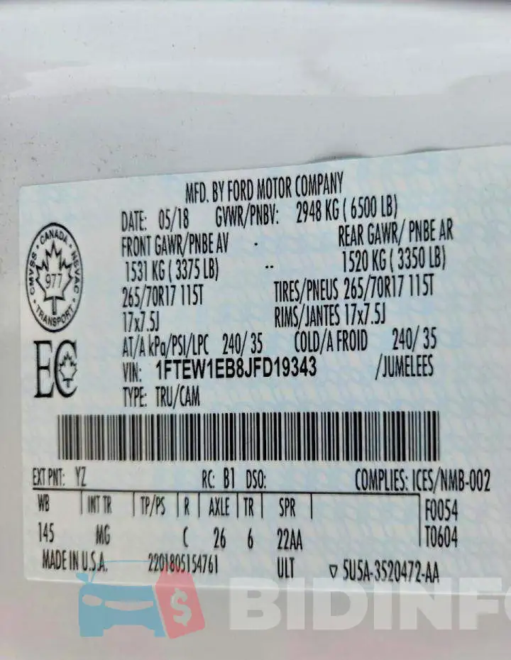 1FTEW1EB8JFD19343 Photo# 12