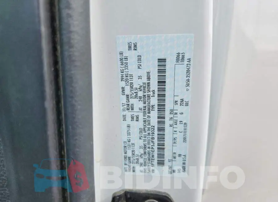 1FTEW1EP3JFB19322 Photo# 12