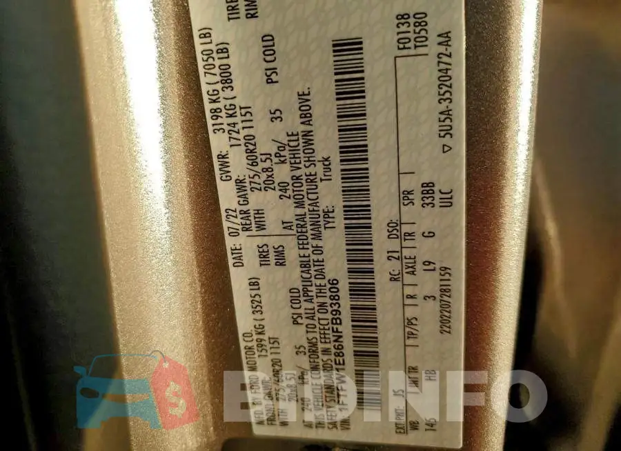 1FTFW1E86NFB93806 Photo# 12