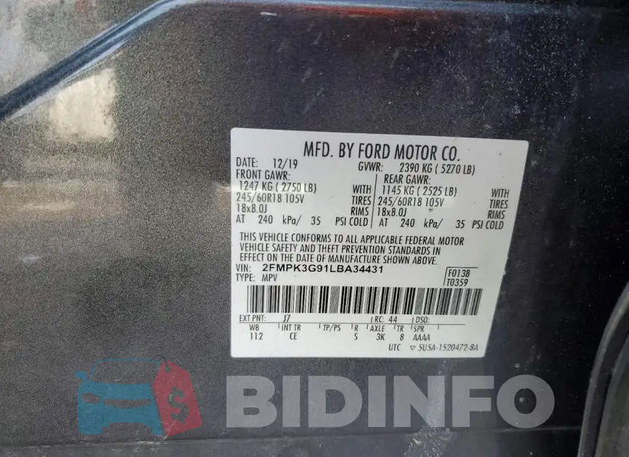 2FMPK3G91LBA34431 Photo# 13