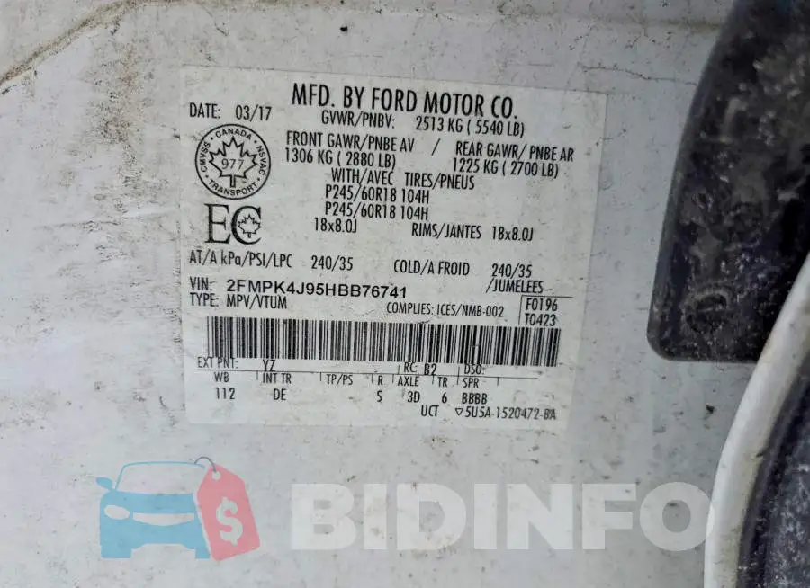 2FMPK4J95HBB76741 Photo# 13