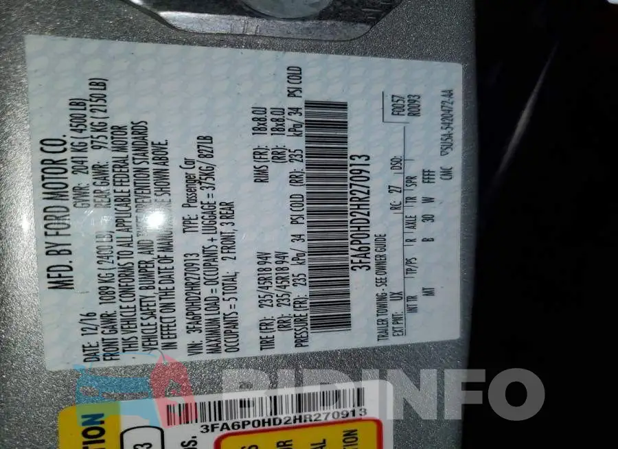 3FA6P0HD2HR270913 Photo# 13