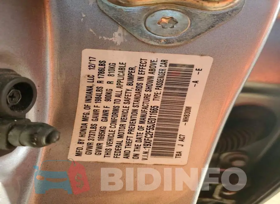 19XFC2F55JE011665 Photo# 11