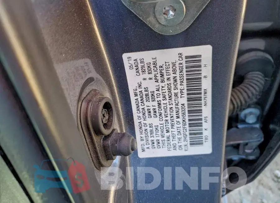 2HGFC2F60KH563204 Photo# 12