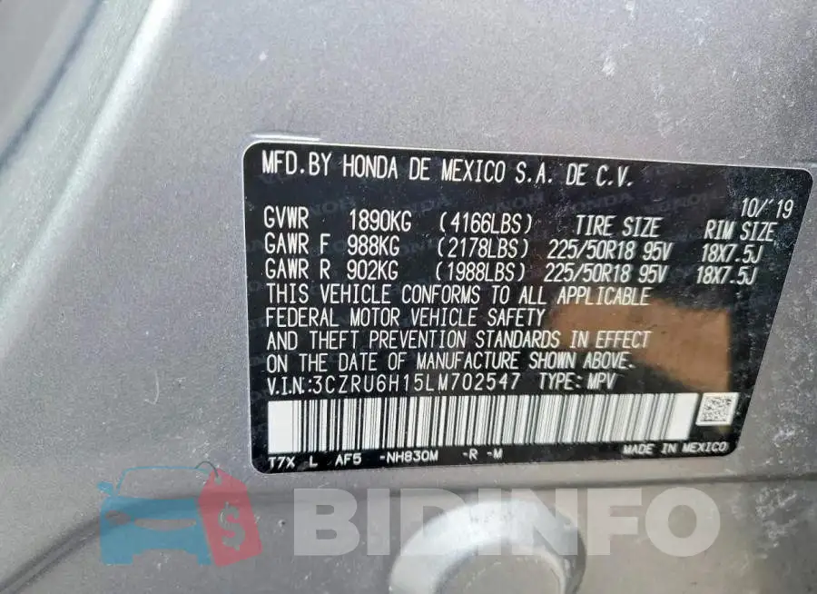 3CZRU6H15LM702547 Photo# 13