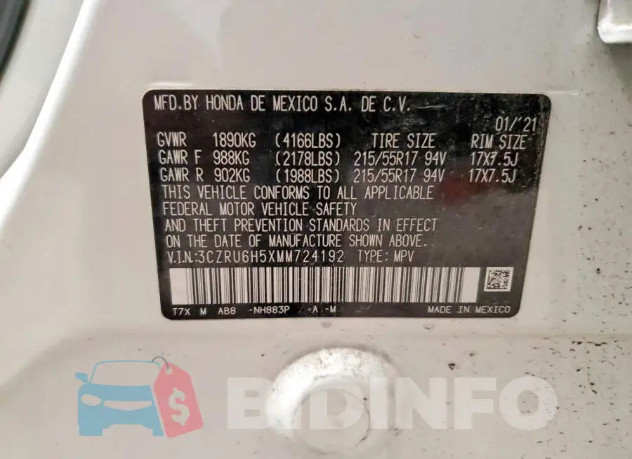 3CZRU6H5XMM724192 Photo# 13