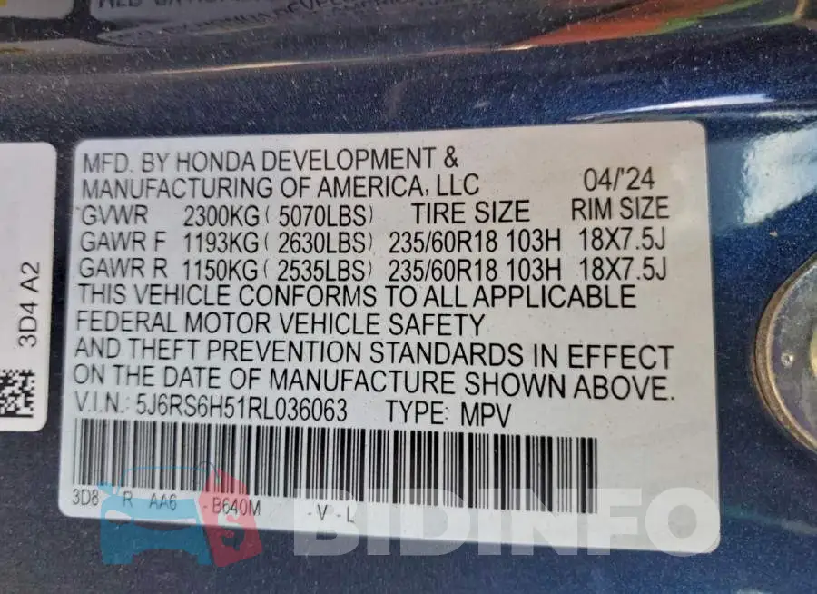 5J6RS6H51RL036063 Photo# 13