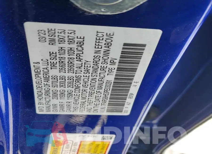 7FARS6H53PE030291 Photo# 13