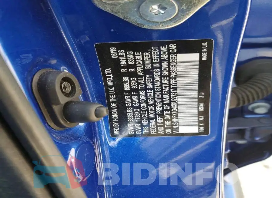 SHHFK7G4XKU227317 Photo# 12