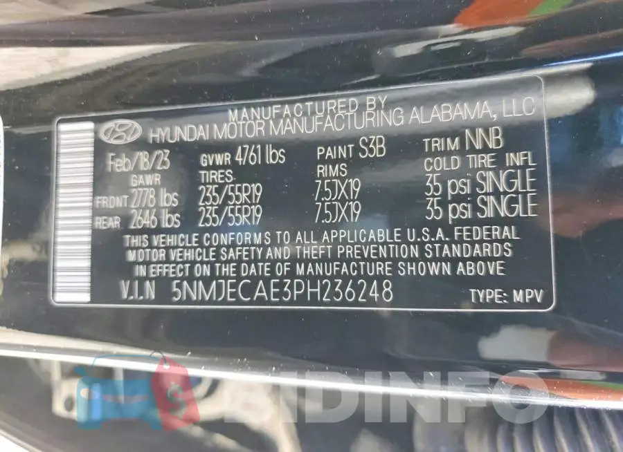 5NMJECAE3PH236248 Photo# 14