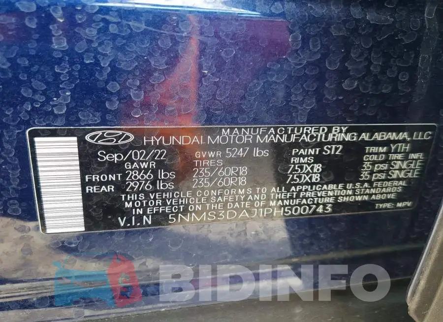 5NMS3DAJ1PH500743 Photo# 14