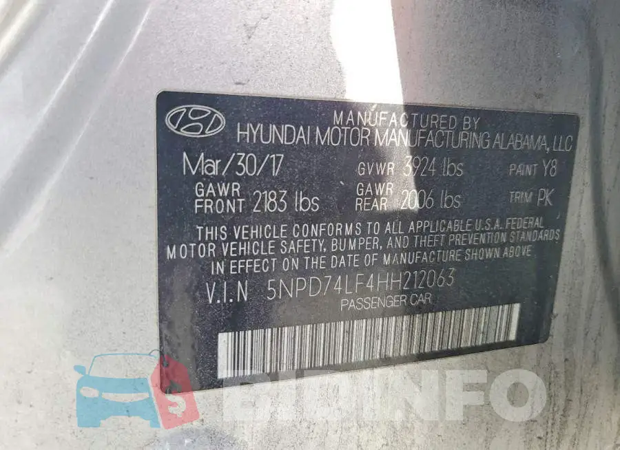 5NPD74LF4HH212063 Photo# 12