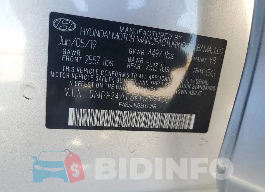 5NPE24AF6KH799430 Photo# 12