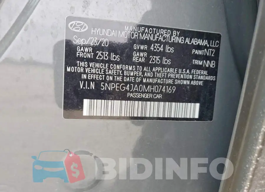 5NPEG4JA0MH074169 Photo# 12