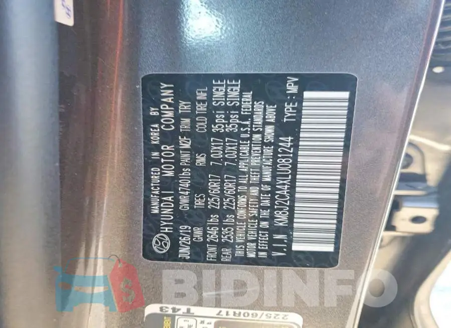 KM8J2CA4XLU081244 Photo# 13