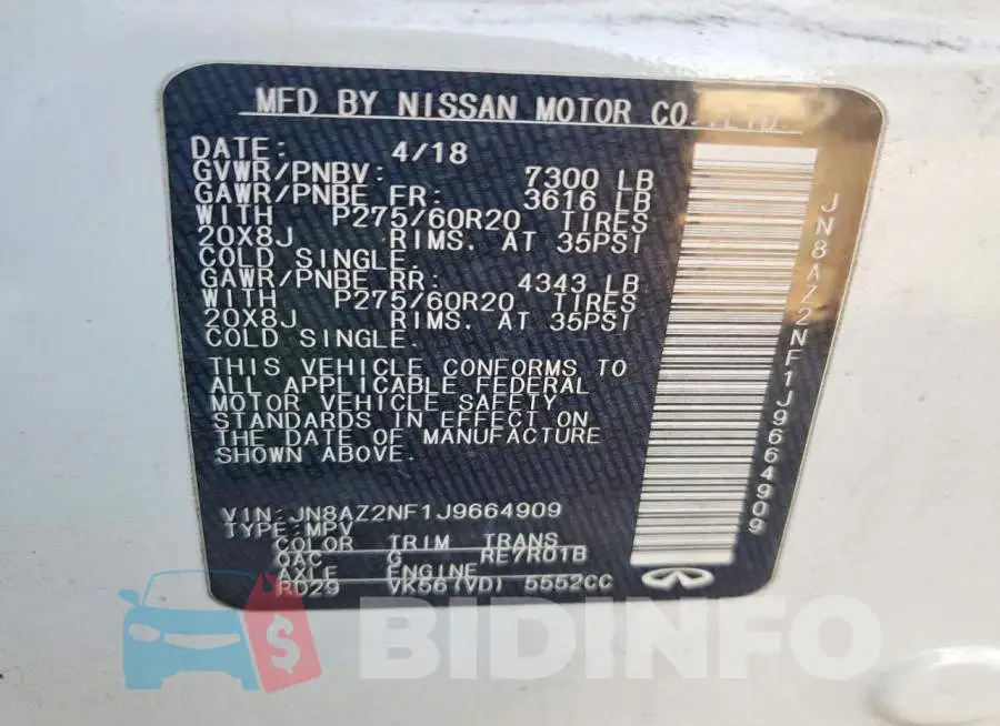 JN8AZ2NF1J9664909 Photo# 13