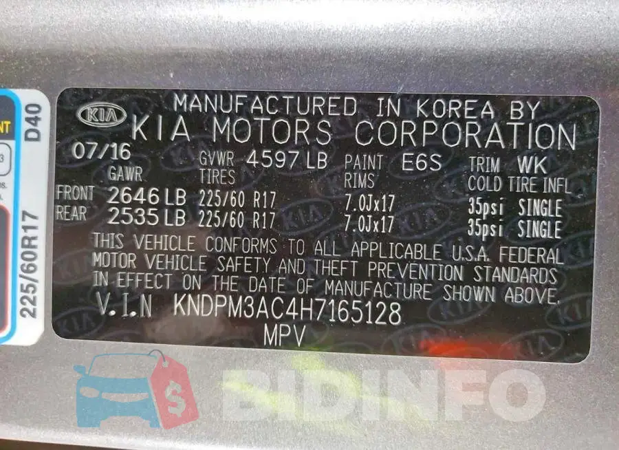 KNDPM3AC4H7165128 Photo# 12