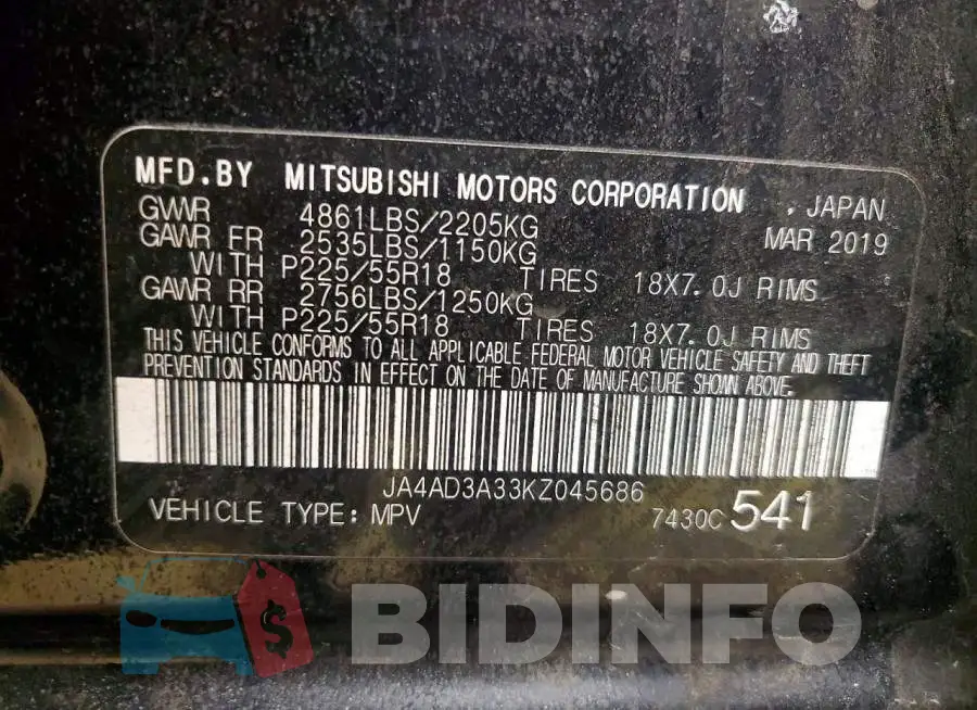 JA4AD3A33KZ045686 Photo# 14