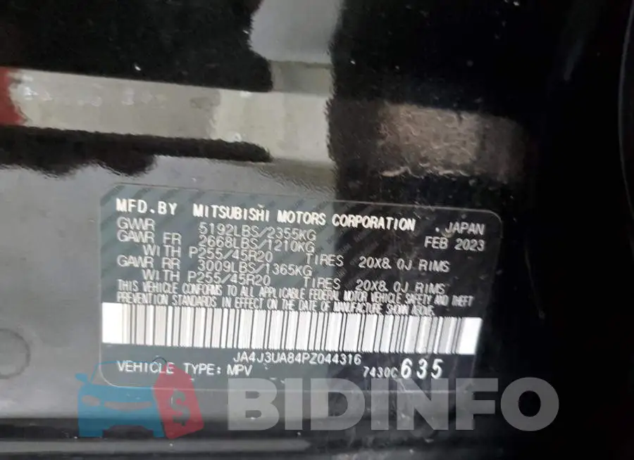 JA4J3UA84PZ044316 Photo# 14