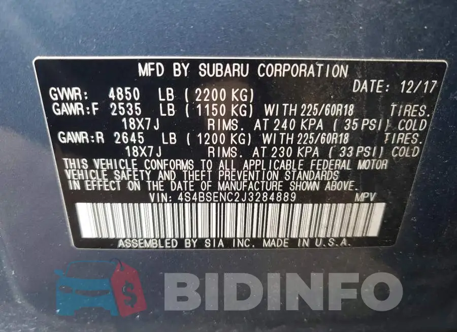 4S4BSENC2J3284889 Photo# 13