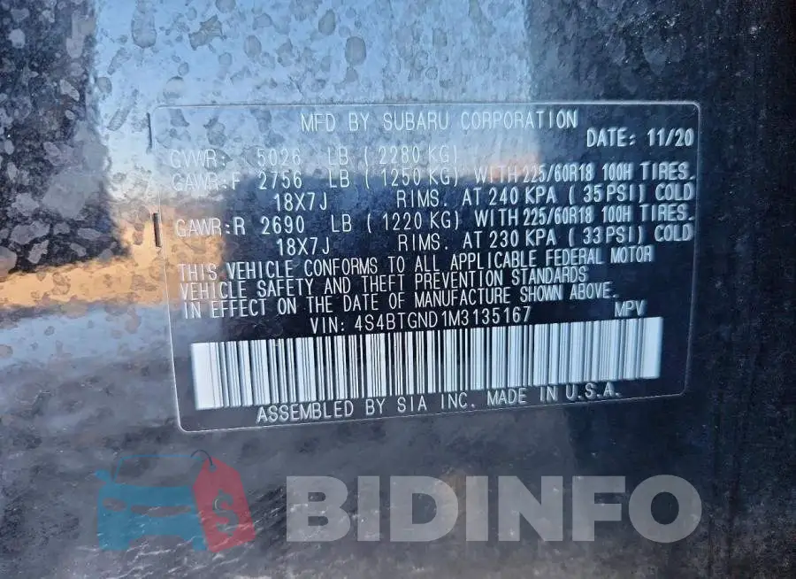 4S4BTGND1M3135167 Photo# 13