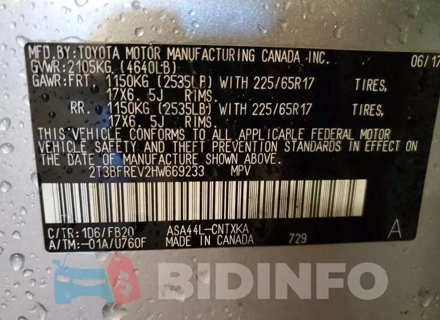 2T3BFREV2HW669233 Photo# 13