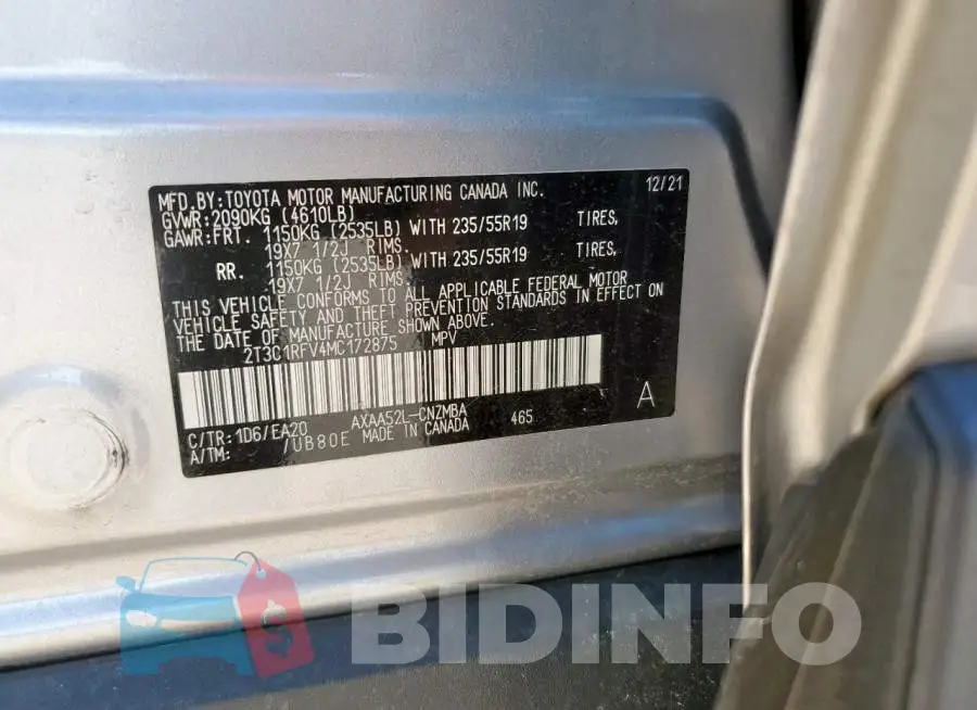 2T3C1RFV4MC172875 Photo# 13