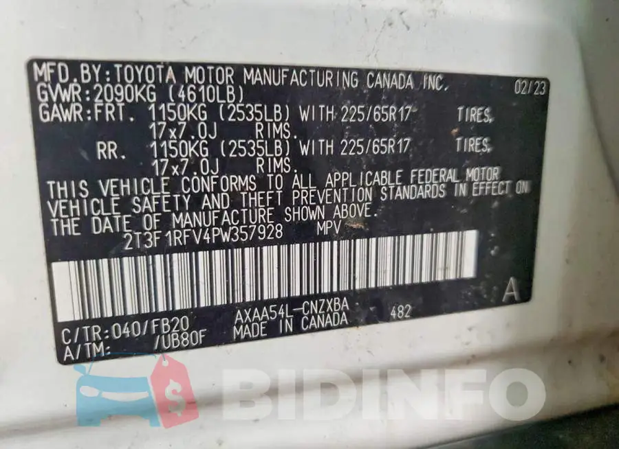 2T3F1RFV4PW357928 Photo# 14