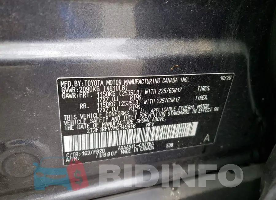2T3F1RFV7MC149846 Photo# 13