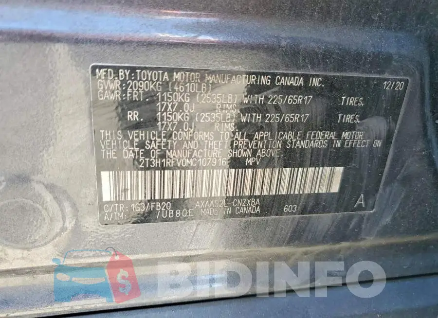 2T3H1RFV0MC107916 Photo# 14