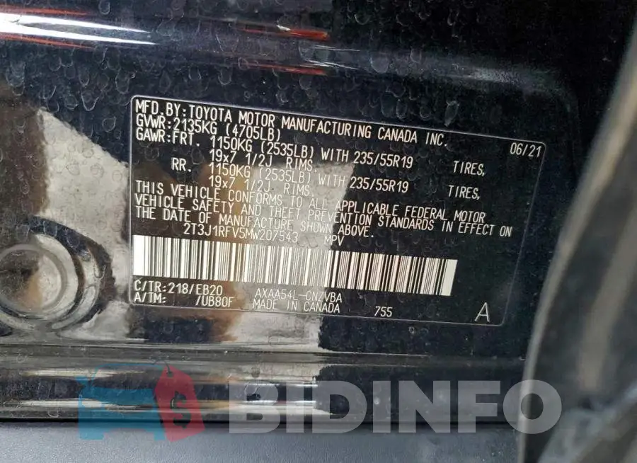 2T3J1RFV5MW207543 Photo# 13