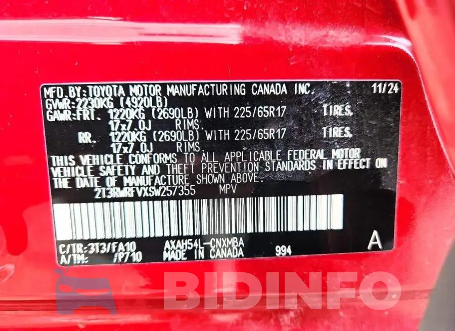 2T3RWRFVXSW257355 Photo# 13