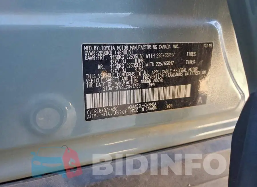 2T3W1RFV8LC041783 Photo# 13