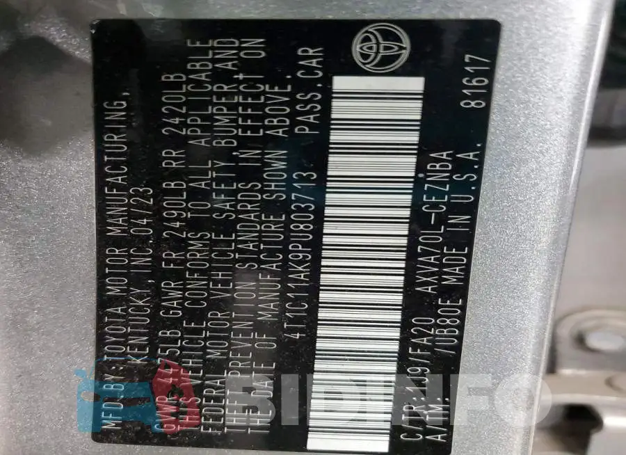4T1C11AK9PU803713 Photo# 12