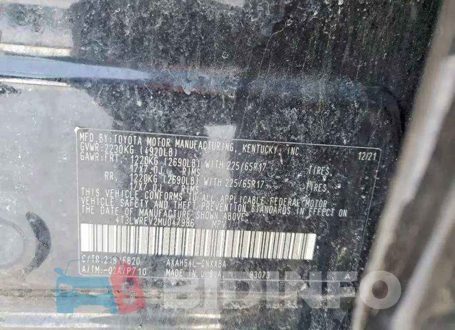 4T3LWRFV2MU047986 Photo# 13