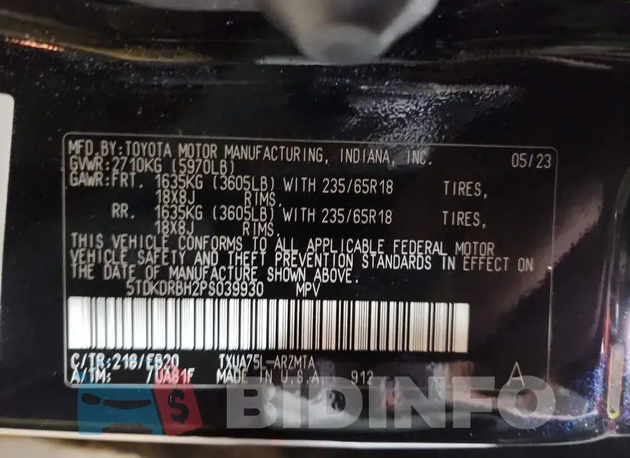 5TDKDRBH2PS039930 Photo# 13