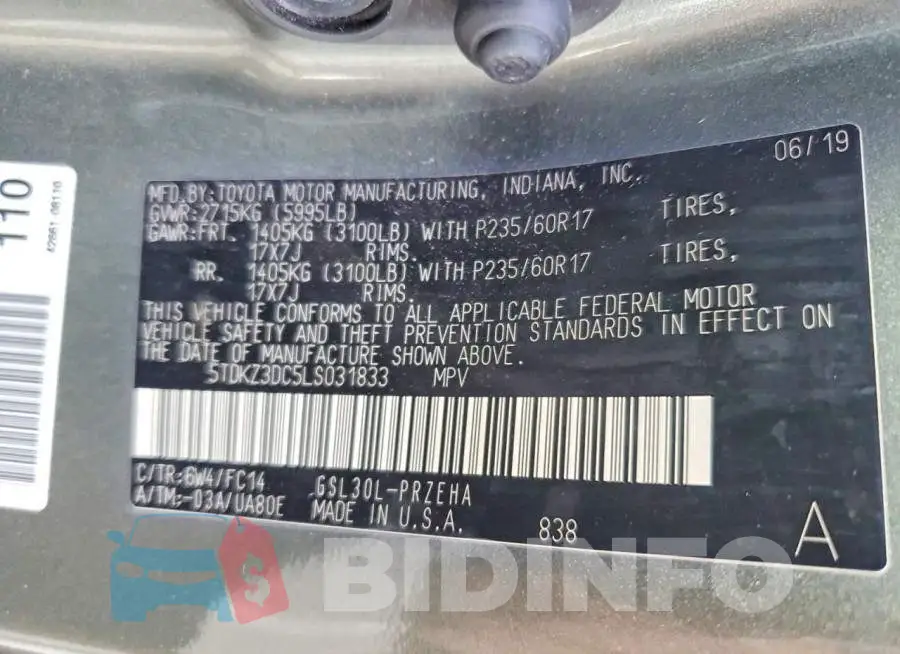 5TDKZ3DC5LS031833 Photo# 14