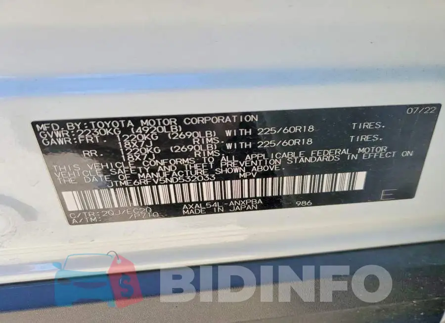 JTME6RFV5ND532033 Photo# 14