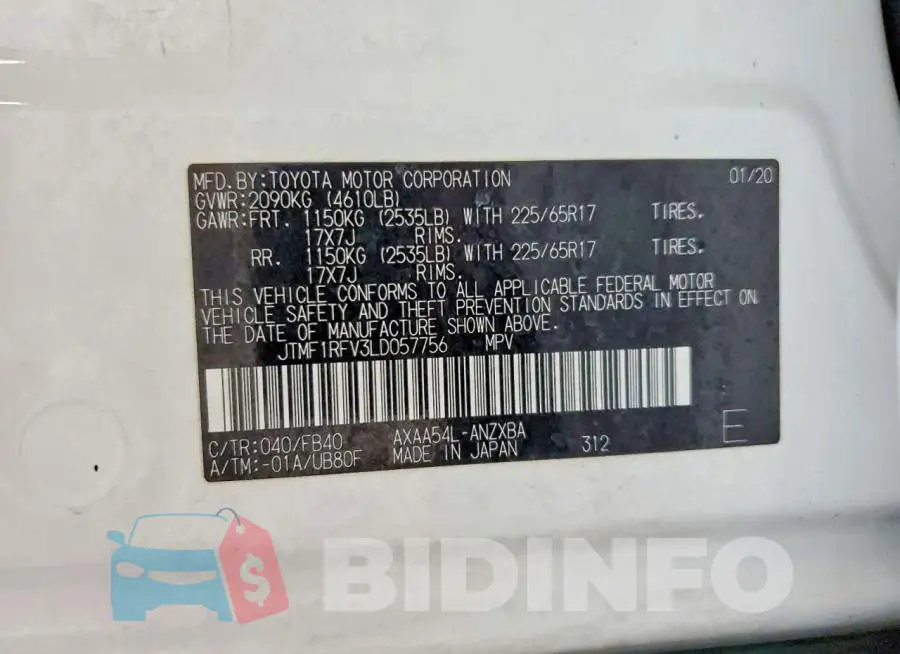 JTMF1RFV3LD057756 Photo# 13