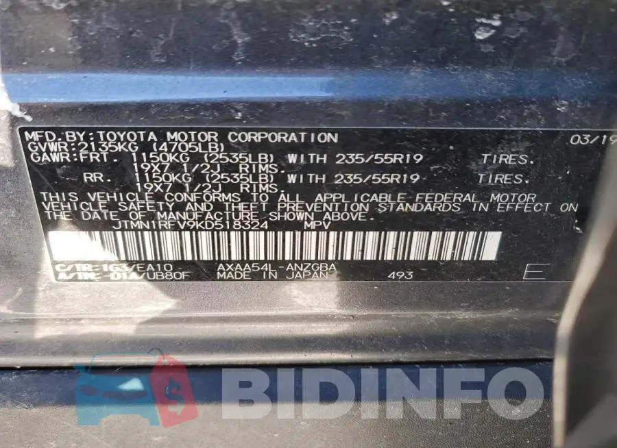JTMN1RFV9KD518324 Photo# 13