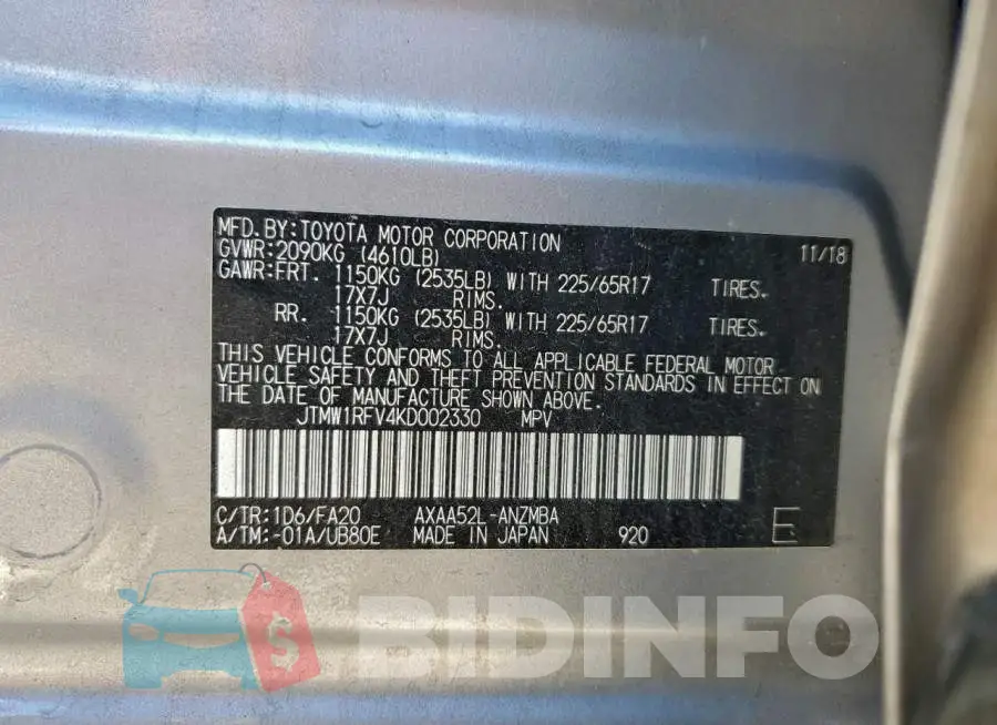 JTMW1RFV4KD002330 Photo# 13