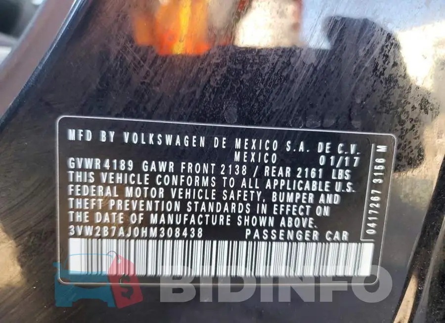 3VW2B7AJ0HM308438 Photo# 12