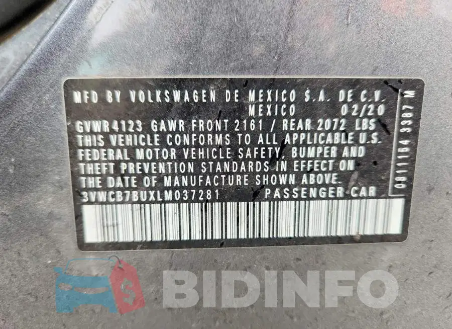 3VWCB7BUXLM037281 Photo# 12