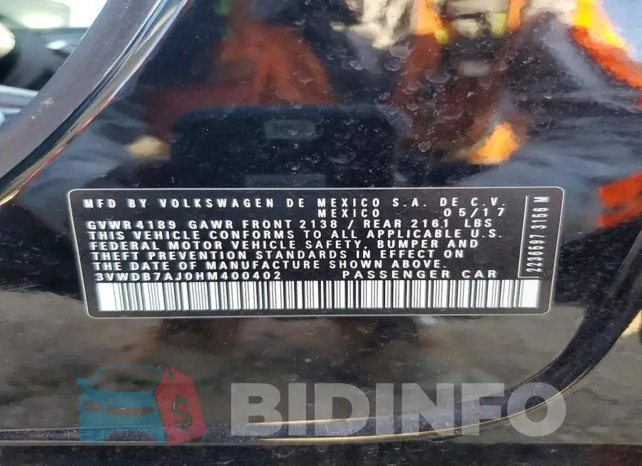 3VWDB7AJ0HM400402 Photo# 12