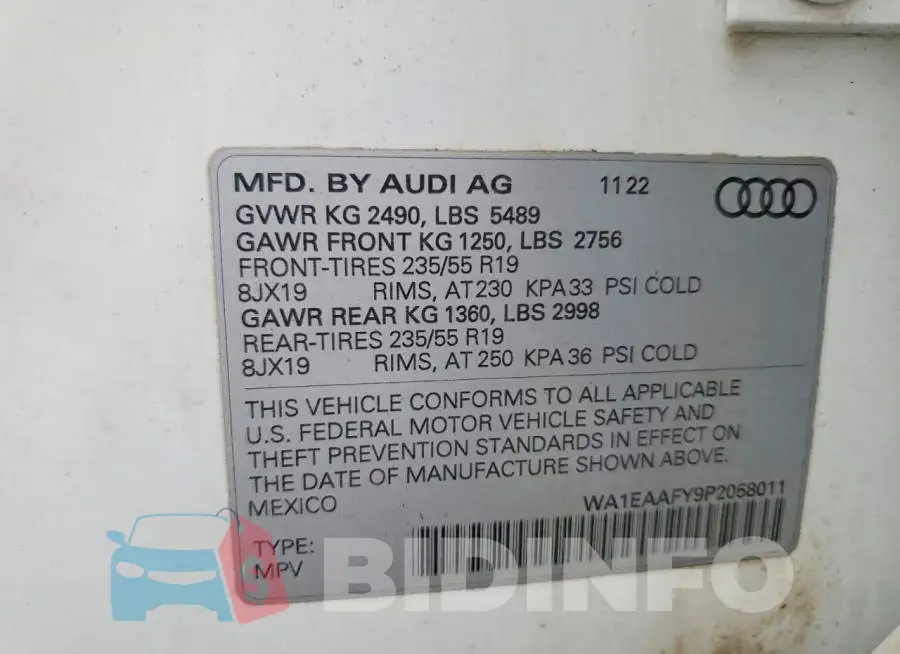 WA1EAAFY9P2058011 Photo# 13